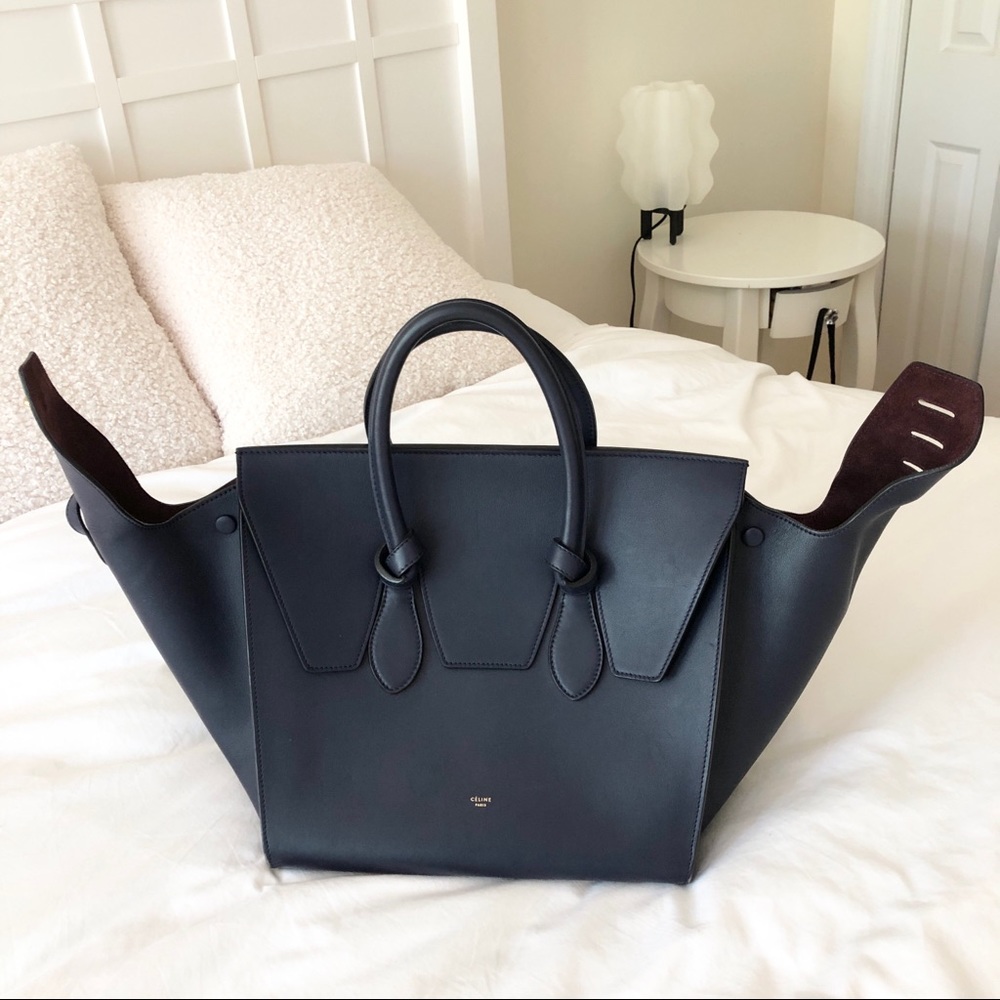 Celine Medium Tie Knot Tote in Navy Leather